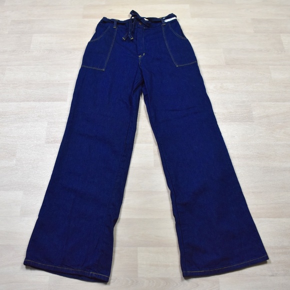 70s High Rise Wide Bell Bottom Jeans Womens Disco Hippy LONG Deadstock VTG - Picture 1 of 6